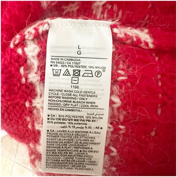 Old Navy NWT Women's Alpine Fair Isle Cardigan Sweater L Deer Trees Red White - Picture 8 of 12